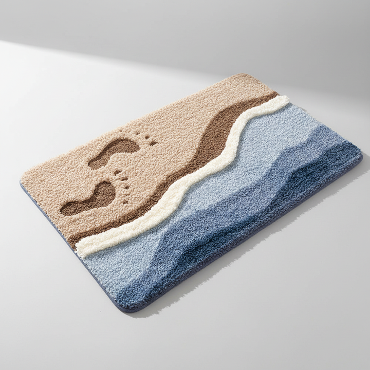 FjordFluff soft plush bath mat. Absorbent & non-slip for cozy bathroom floor comfort.