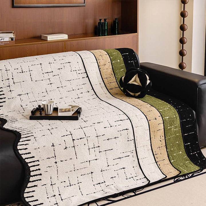 Easy care sofa protector, soft and thickened, with unique wave edge detail in neutral tone.