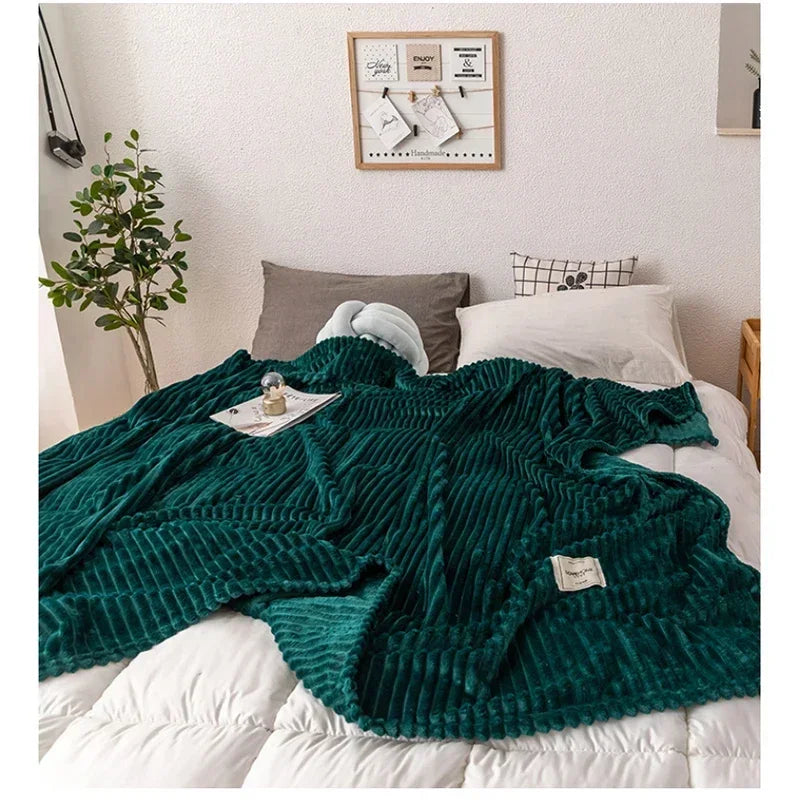 Soft plush flannel blanket, cozy and warm for ultimate comfort on bed or sofa.