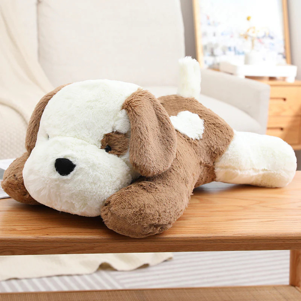 Soft plush puppy dog toy for gentle indoor play and comfort, washable pet accessory