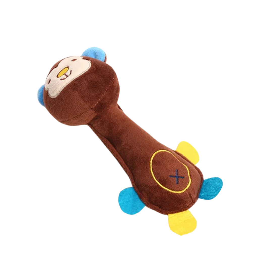 Interactive chew toy: a soft plush squeaky dog toy, excellent for pets of all sizes.