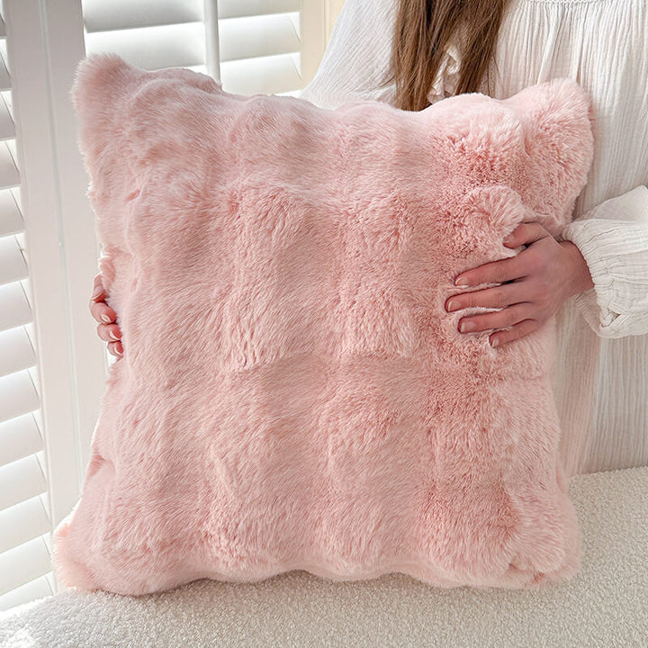 Cozy reversible plush sofa pillow cushion, soft texture, a versatile couch cover for home decor