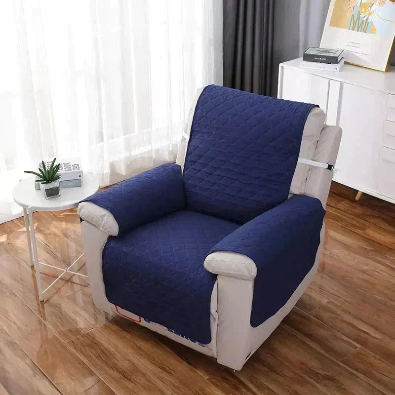 Soft stretch fabric sofa cover in a neutral hue, offering full furniture protection for living rooms.