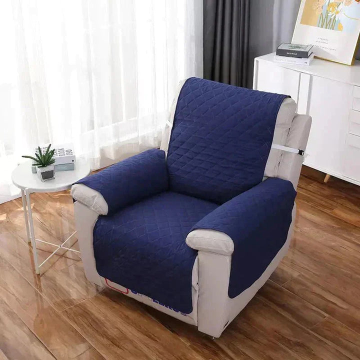 Soft stretch fabric sofa cover in a neutral hue, offering full furniture protection for living rooms.