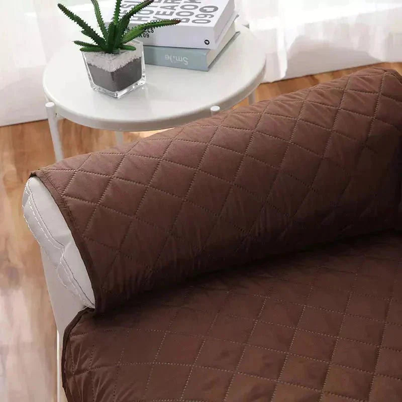 Tan furniture protection slipcover, an essential home decor item for families and pet owners.