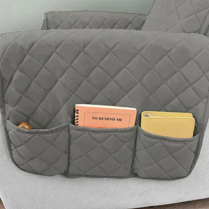 Stretch universal sofa cover in a warm brown, providing complete and comfortable furniture protection.