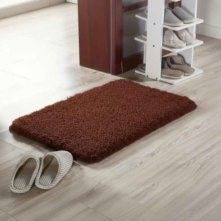 Non-slip anti-skid bath mat ensures safety on wet bathroom floors. Soft, thick, highly absorbent for comfort & quick dry.
