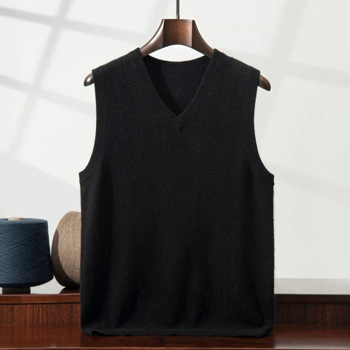 Premium soft cashmere unisex V-neck vest, a comfortable and elegant sleeveless sweater for all seasons.