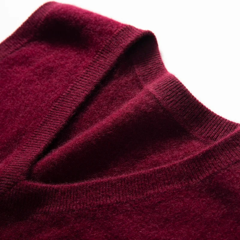Chic unisex cashmere V-neck vest, a supremely soft and comfortable sweater vest perfect for stylish layering.