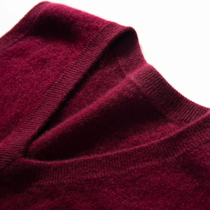 Chic unisex cashmere V-neck vest, a supremely soft and comfortable sweater vest perfect for stylish layering.