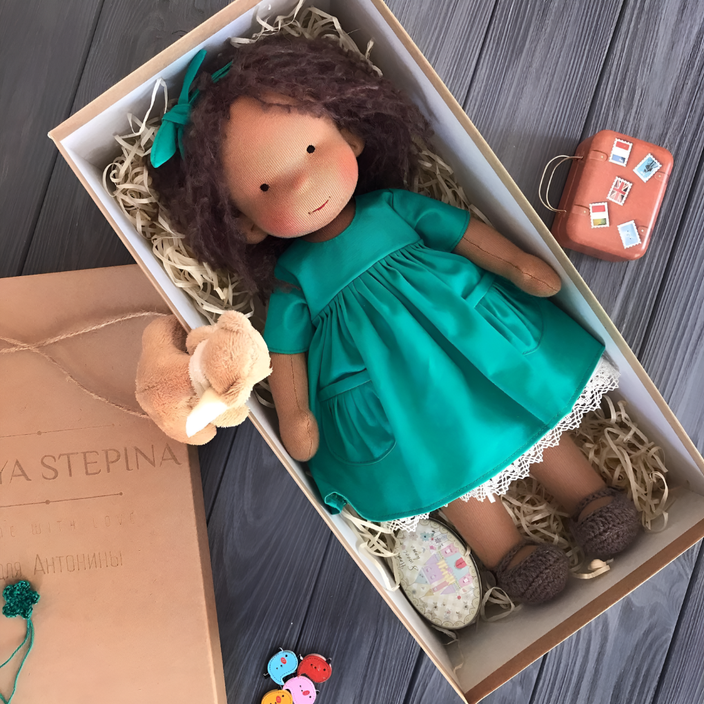 Handmade children's Waldorf doll, organic cotton, a comforting cloth friend and gift.