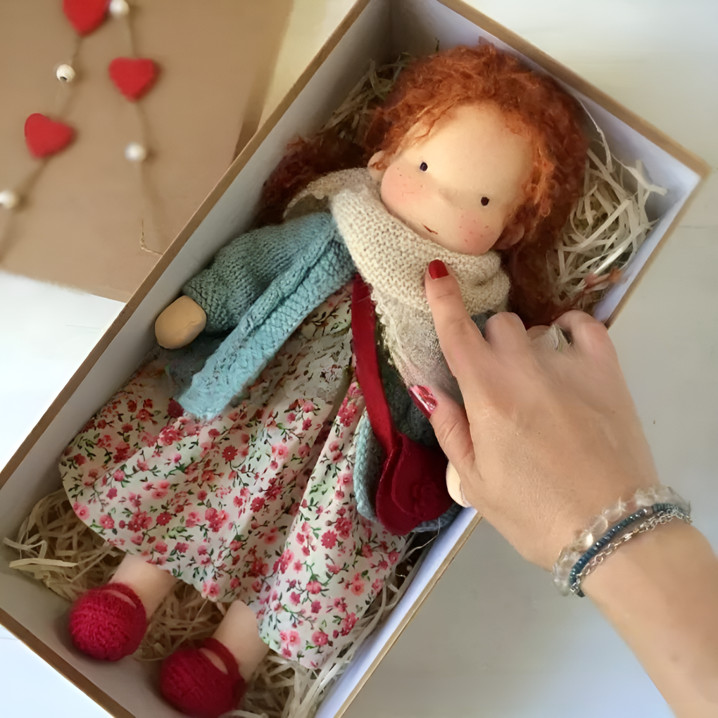 Handmade children's Waldorf doll, organic cotton, a comforting cloth friend & gift choice.