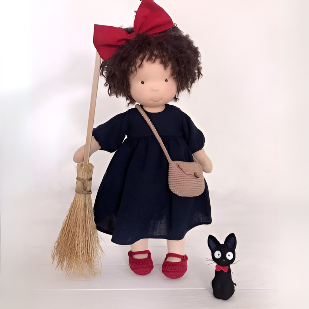 Organic cotton Waldorf doll, handmade cloth toy for kids, encourages imaginative play.