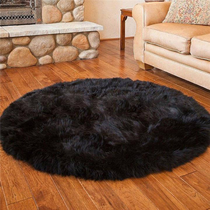 Soft and decorative rectangular faux fur rug, bringing coziness to home interiors