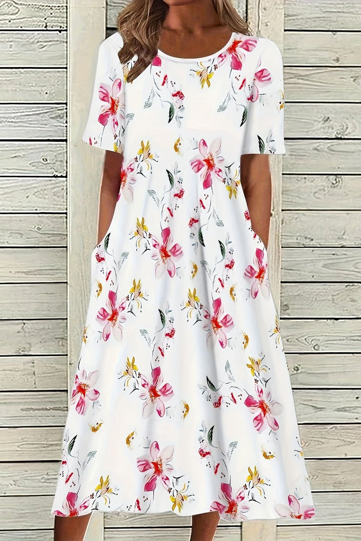 Soft women's belted midi dress, comfortable for everyday wear. Ideal for elegant fall & winter fashion.