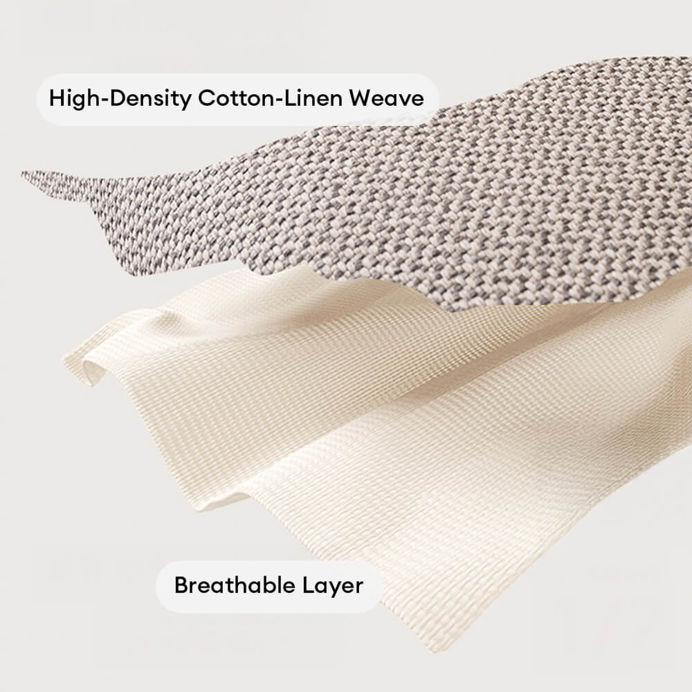 Dark gray woven sofa cover, soft and breathable, with a secure non-slip design.