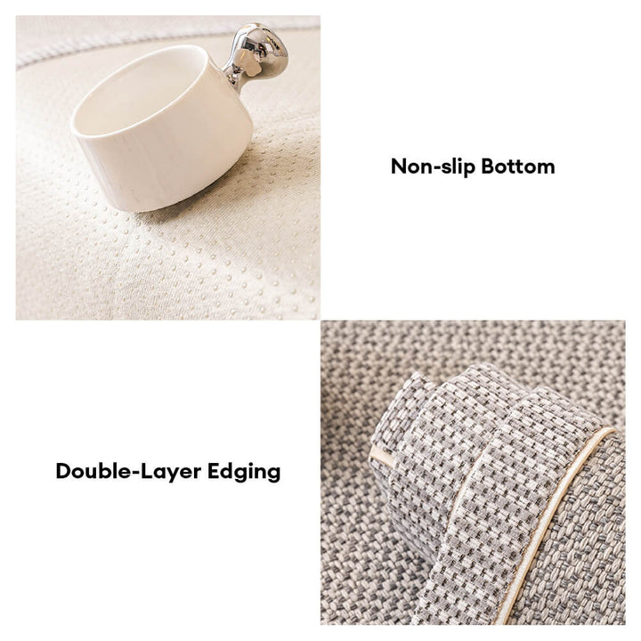 Off-white woven cotton-linen sofa cover, non-slip, suitable for living room protection.