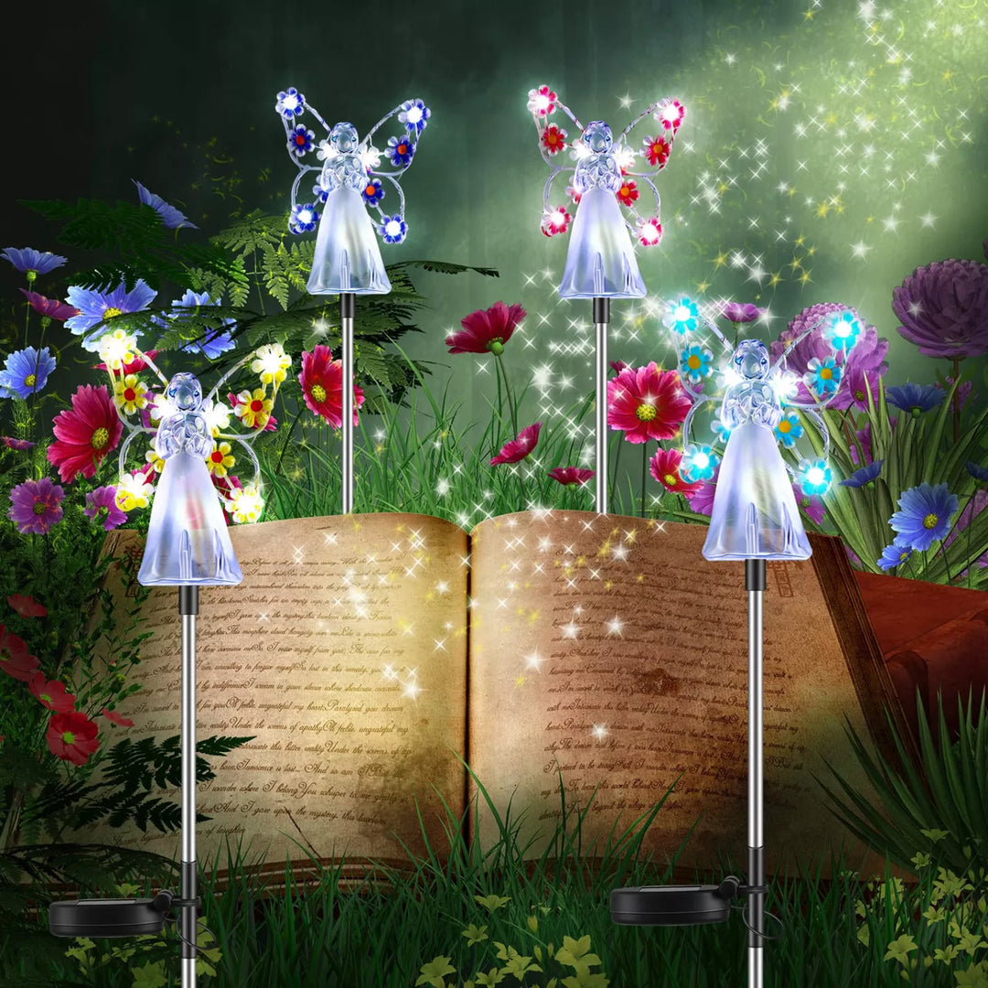 Solar angel garden decoration with a luminous glow, perfect for adding charm and remembrance to any yard.