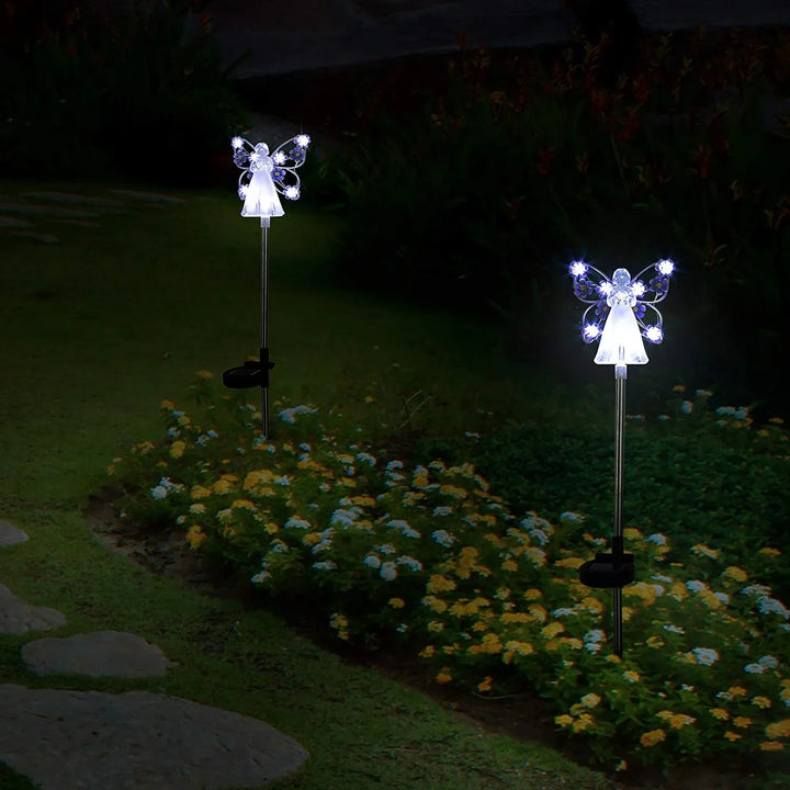 Waterproof solar angel figurine with a soft glow, enhancing any garden, lawn or patio area.