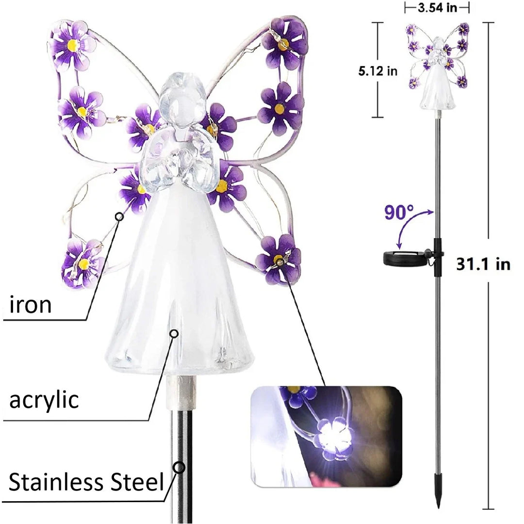 Angel garden solar light with an angelic glow, perfect for creating a peaceful atmosphere in your garden.