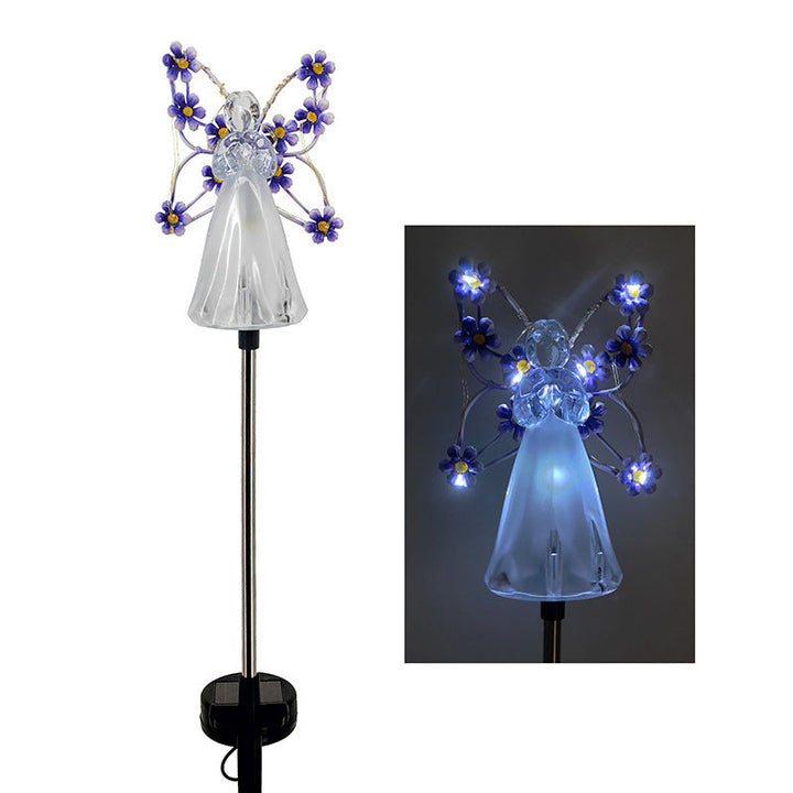 Memorial solar angel light stake, designed for outdoor use, adding a comforting touch to any garden decor.