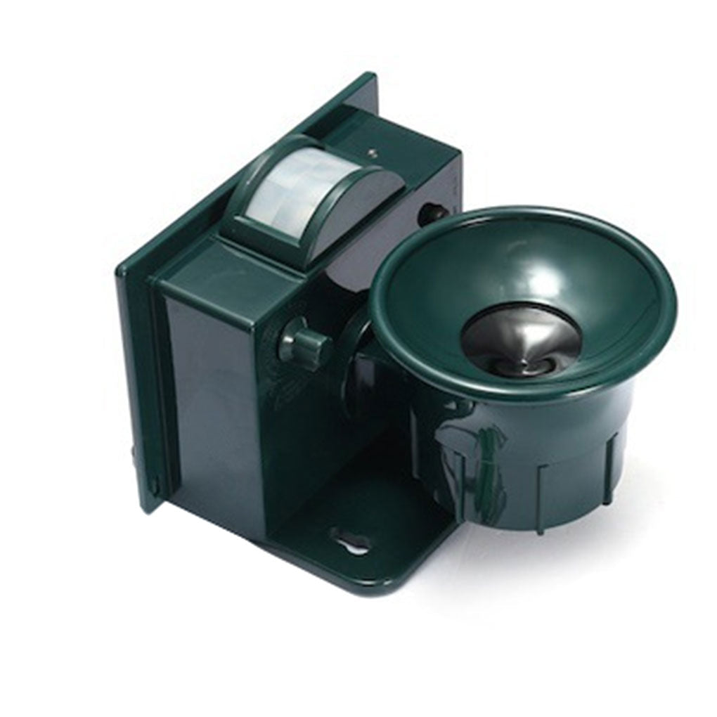 Comprehensive outdoor solar bird repeller. Motion sensor, ultrasonic & sound for garden pests.