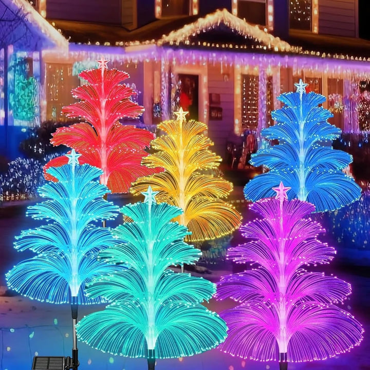Solar Christmas tree pathway lights, LED outdoor garden decor, waterproof holiday lighting