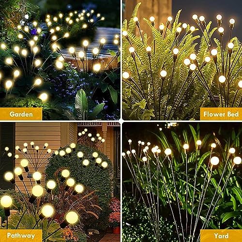 Solar firefly garden lights in full sway, creating a vibrant starburst pattern for elegant outdoor decor.
