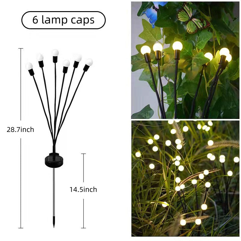 Close-up of the solar panel and flexible stems of a firefly garden light, perfect for outdoor use.