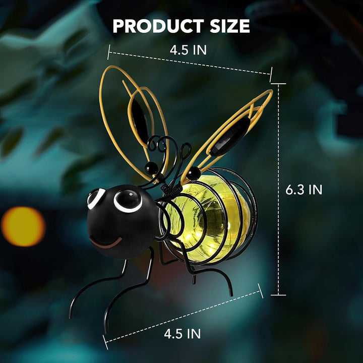 Charming bee garden solar light, provides ambient lighting and decorative flair to any yard.