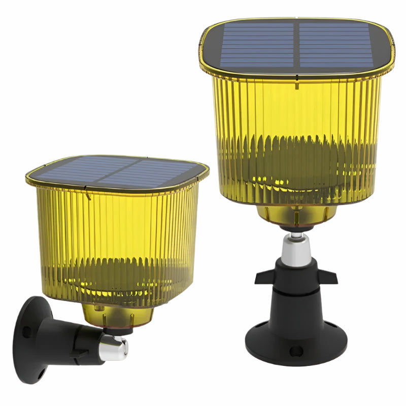 Eco-friendly outdoor pest control: weatherproof solar bird repeller with alarm and flashing light.