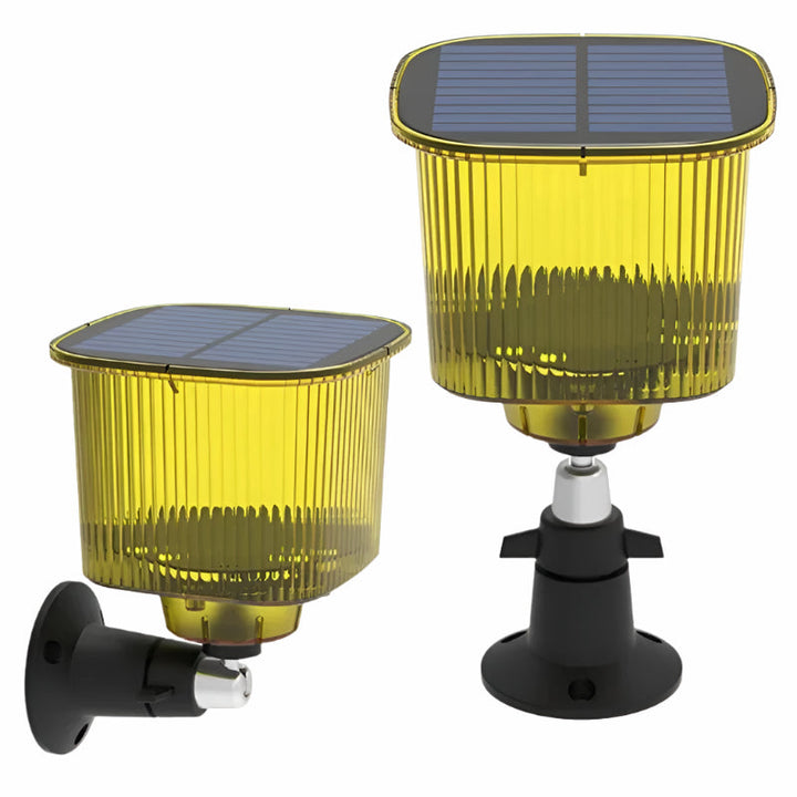 Eco-friendly outdoor pest control: weatherproof solar bird repeller with alarm and flashing light.