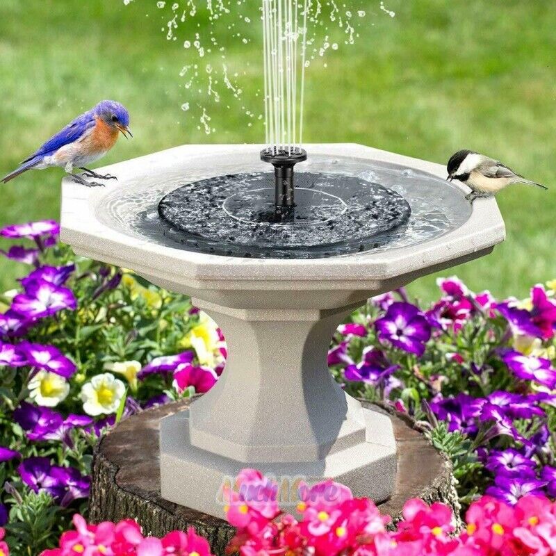 Solar powered floating water fountain pump for bird bath, eco-friendly garden decor
