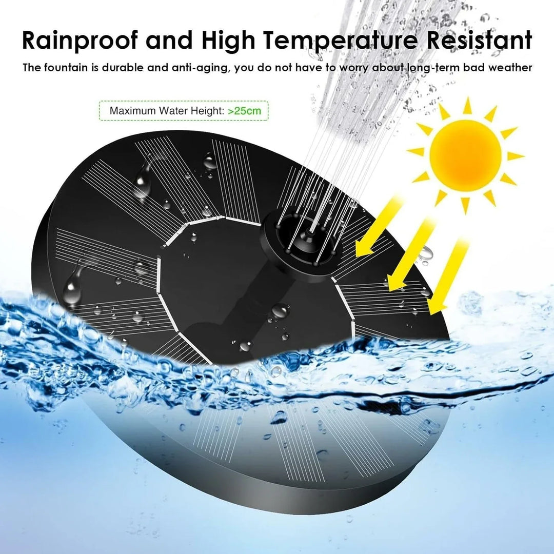 Garden decor solar fountain pump, ideal for bird baths and small ponds, no electricity needed