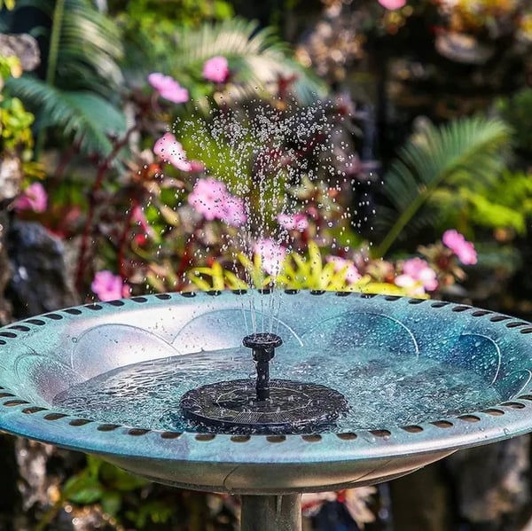 Bird bath solar water pump, provides a gentle stream for feathered friends