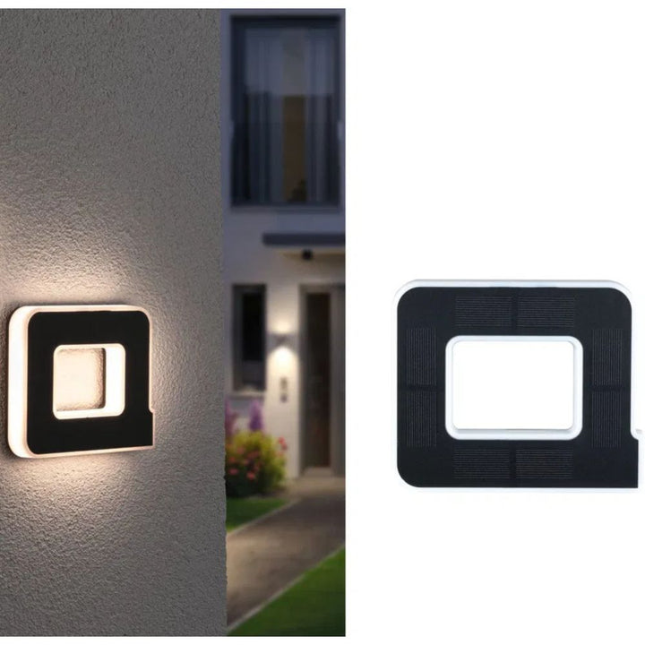 Modern solar address plaque with bright LED digits for excellent visibility after dark.