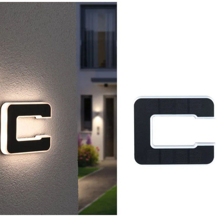 Self-sufficient solar LED house number, ensuring your address is visible day & night.
