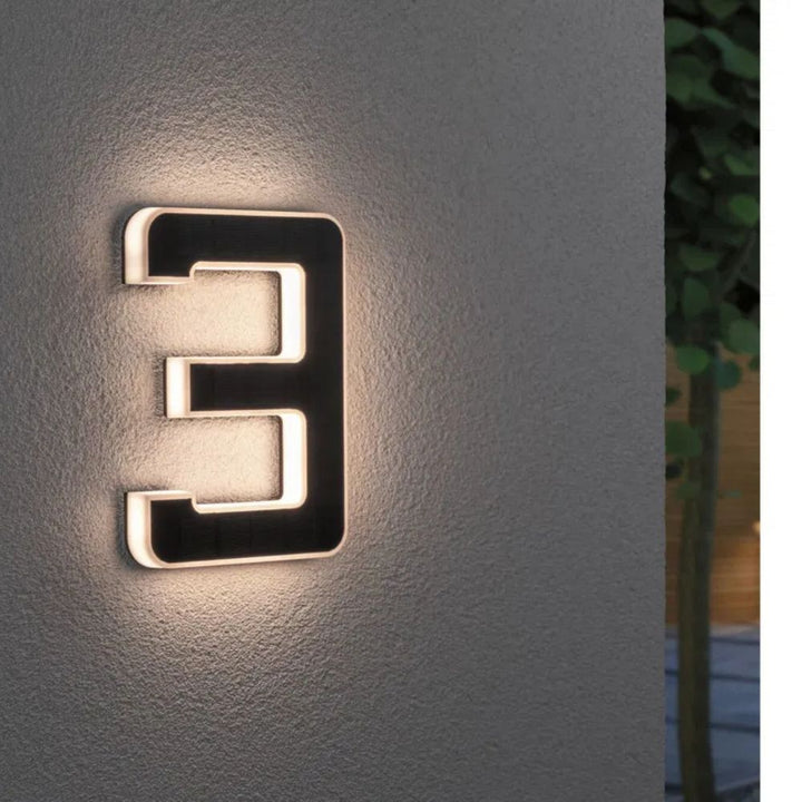 Outdoor solar illuminated address sign, providing clear visibility for visitors & deliveries.