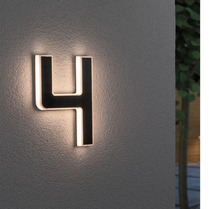 Weather-resistant solar powered house number, LED display for bright, self-sufficient lighting.