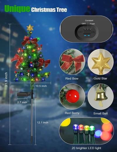Waterproof solar Christmas tree lawn lights, perfect for eco-friendly holiday outdoor lighting