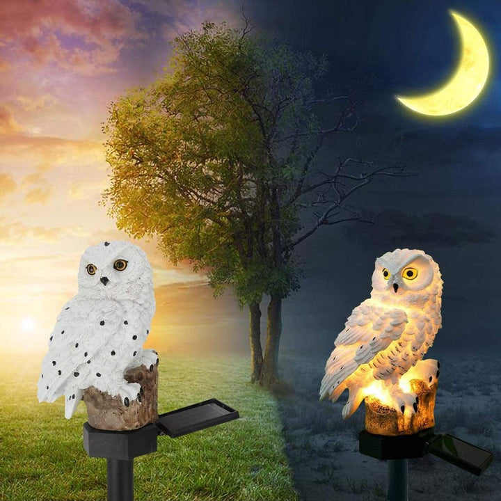Decorative solar owl stake light, adds whimsical animal decor to any garden or patio.