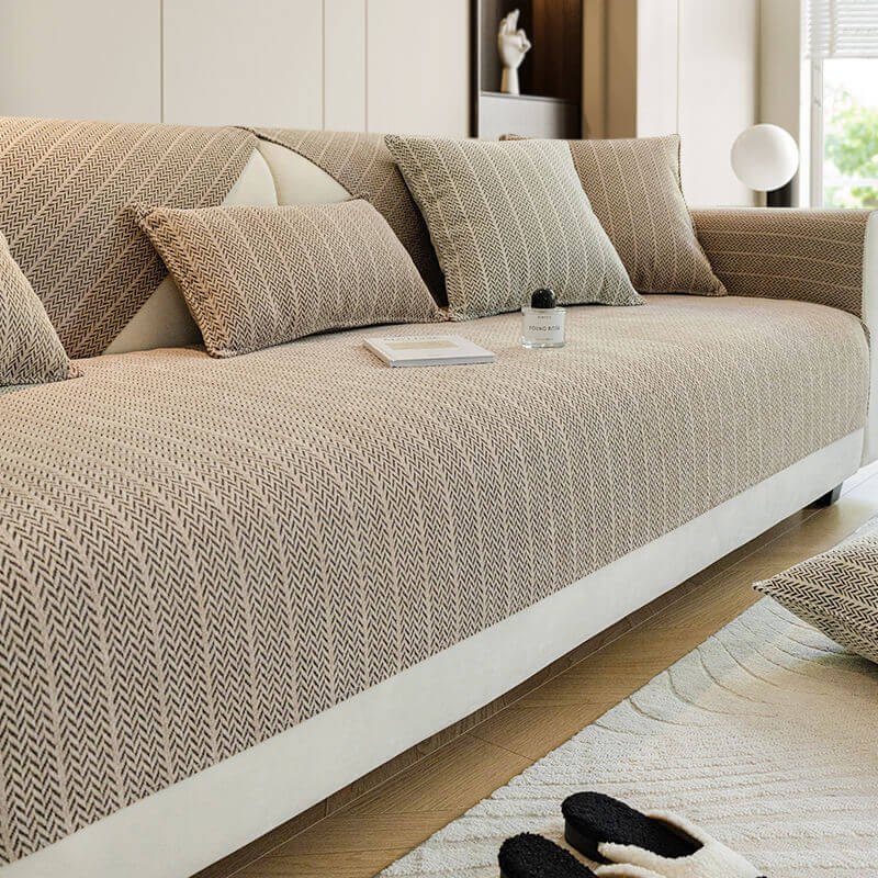 High-quality non-slip chenille couch protector, ideal for active families and pets.