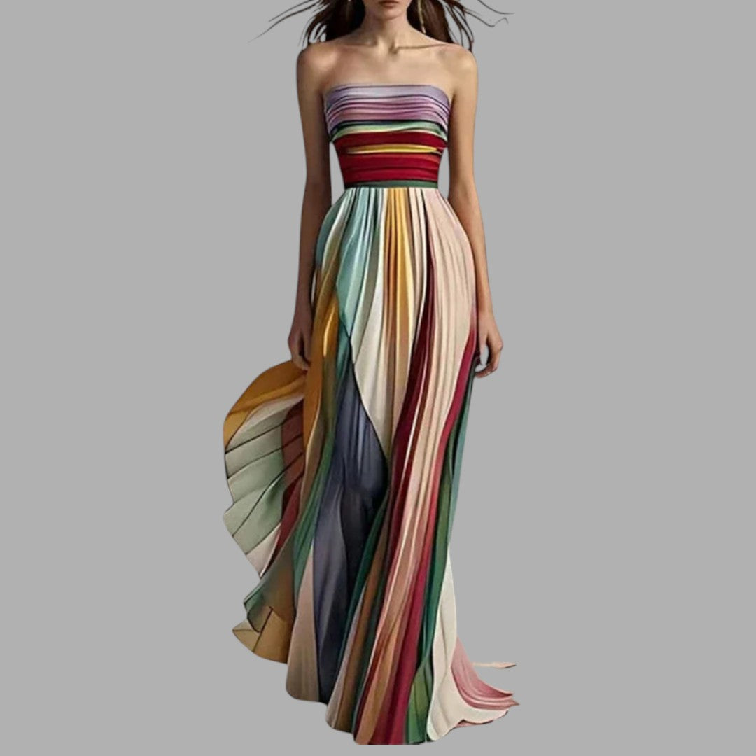 Sophisticated women's elegant flowing maxi dress evening gown for formal events & special occasions.