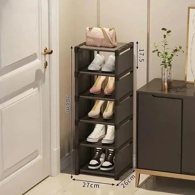 Modern corner shoe organizer rack, perfect for stylish and tidy home organization.