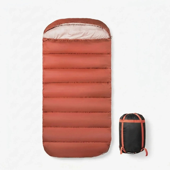 Comfortable, spacious unisex 3-season sleeping bag for camping, hiking, and lightweight outdoor travel.