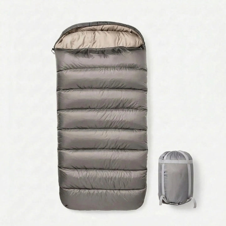 Outdoor camping sleeping bag, spacious and comfortable. Lightweight 3-season gear for unisex hiking travel.