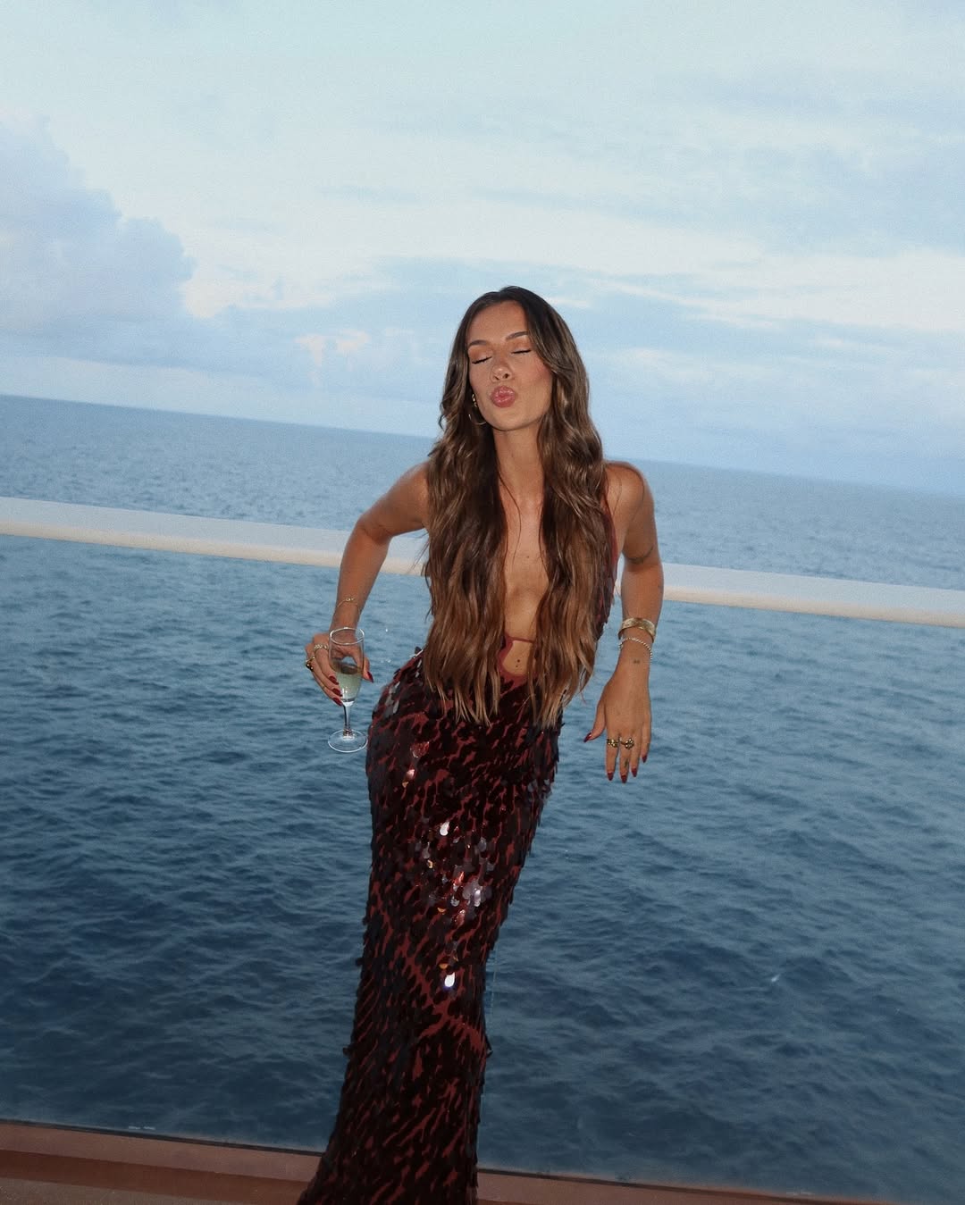 Formal women's sequin plunge maxi dress, a stunning evening gown for homecoming, prom, or any party.
