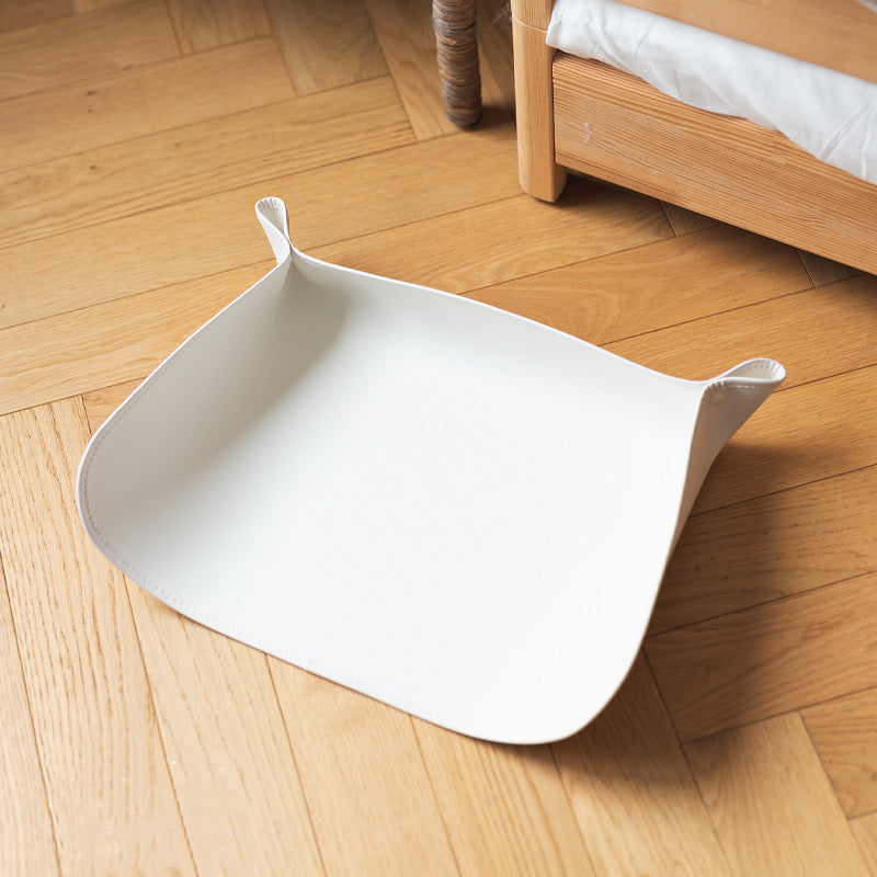 Large grey silicone pet feeder mat, non-slip base, catches spills from dog & cat bowls