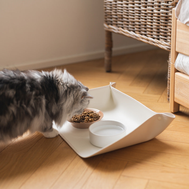 Durable silicone pet feeding station mat, prevents spills, perfect for dog & cat accessories