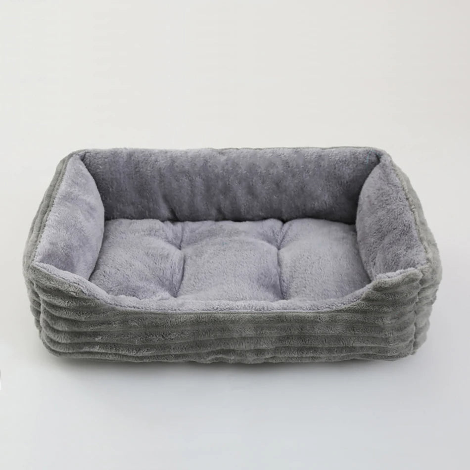 Square plush calming dog bed with waterproof oxford fabric, ideal for small to medium pets